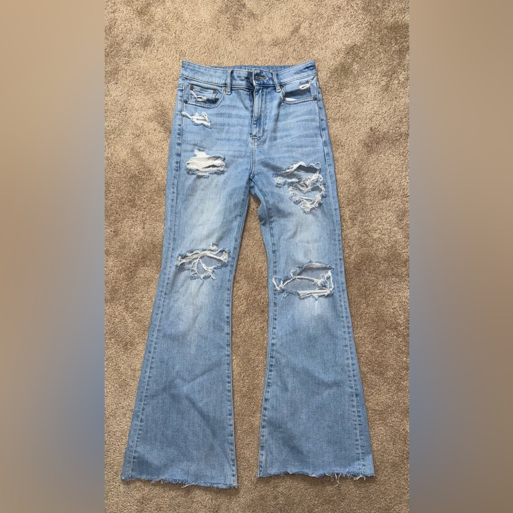 American Eagle flare ripped jeans